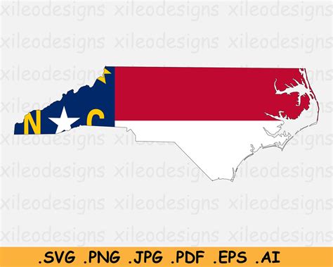 North Carolina Map Flag Svg Nc Usa United States Of America Etsy Uk