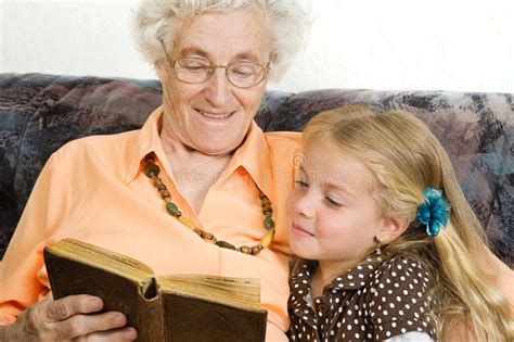 Grandmother Reading To Grandchildren Stock Photo Image Of