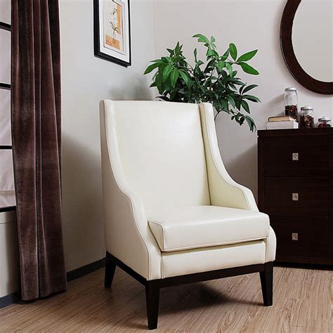 Lummi White Leather High Back Chair Contemporary Armchairs And