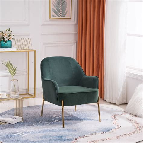 Modern Velvet Accent Chair Ergonomics Accent Chair With Gold Legs And
