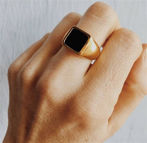 18ct Gold Or Recycled Silver Black Onyx Signet Ring Onyx Signet Ring