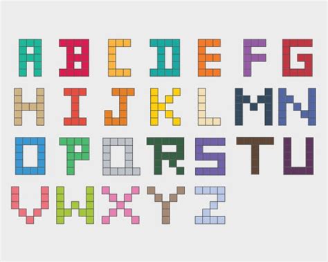 Pixel Schriftart Svg Tetris Alphabet Buchstaben Pixel Font Etsy