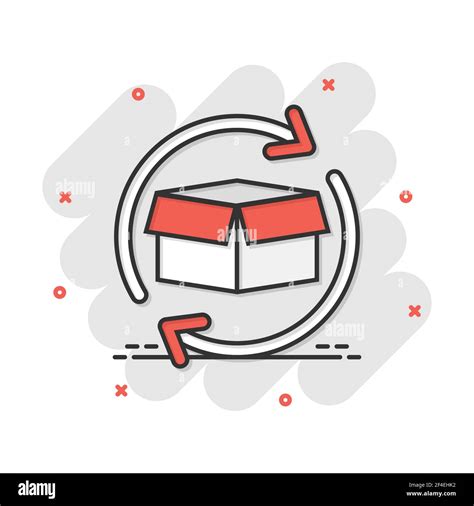 Vector Cartoon Box Package Return Icon In Comic Style Delivery Box