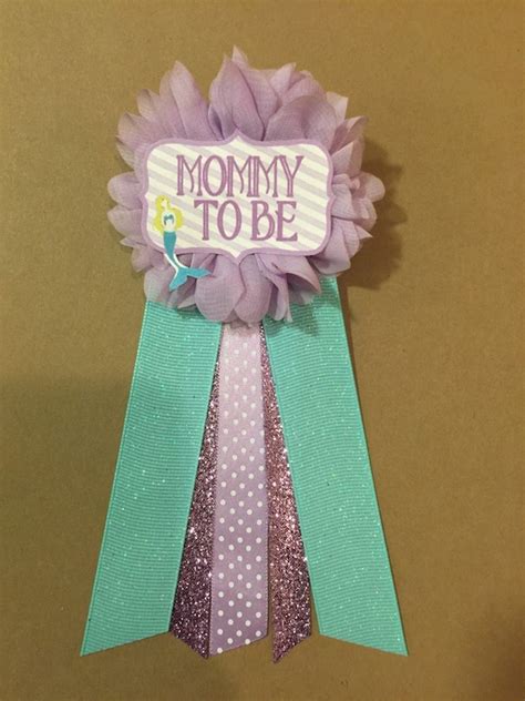 Purple Baby Mermaid Baby Shower Pin Mommy To Be Pin Ribbon Pin
