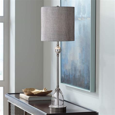 Bedroom lamps bedroom ideas master bedroom nautical lighting house lamp tall lamps stained glass designs tiffany lamps cool floor the lamp is topped with a rectangular white silk shade with elegant rounded corners. Uttermost Gallo Polished Nickel Tall Goblet Table Lamp ...