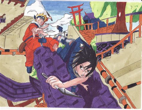 Naruto Vs Sasuke Rooftop By Gaaraofdafunk On Deviantart