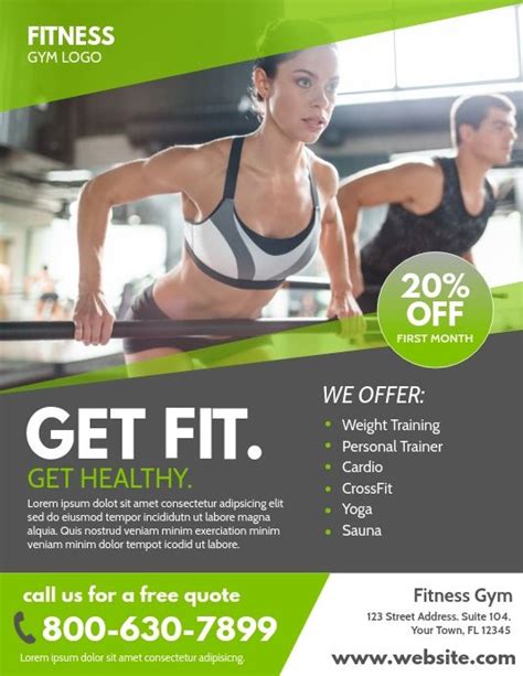 A Green And Black Flyer For A Gym