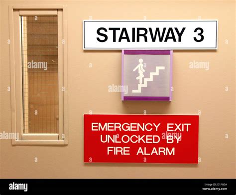 Emergency Exit And Stairway Sign Stock Photo Alamy
