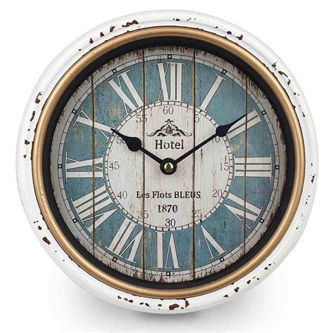Buy Hotel Classic Distressed Metal Wall Clock White 25cm Online Oh Clocks