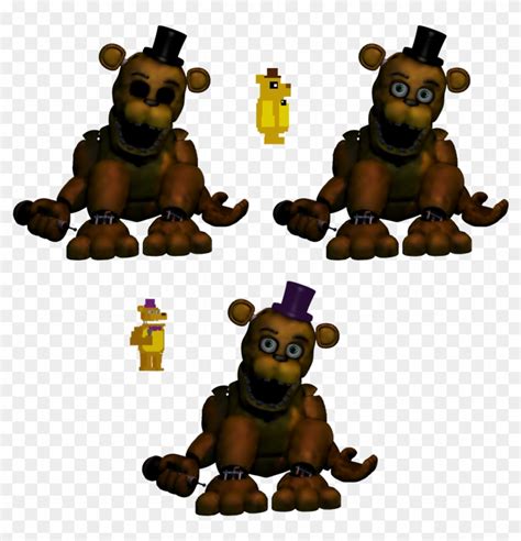 Fredbear Variations Fnaf 2 Withered Golden Freddy Full Body Hd Png
