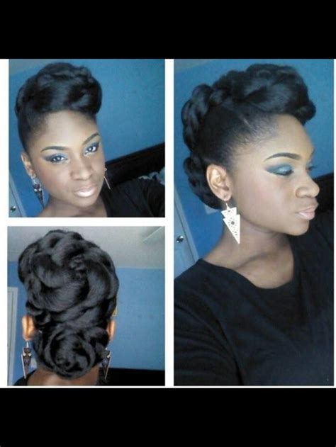 Smooth hair away from the face for a. 13 Hottest Black Updo Hairstyles - Pretty Designs