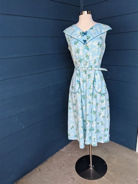 vintage 1950s blue dress gem