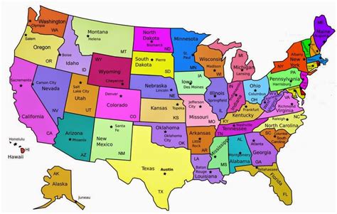 Mapa Eeuu Estados Y Capitales