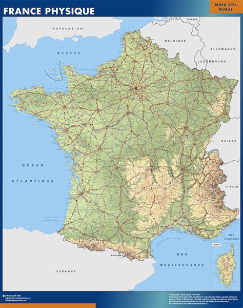 Map Of France Physical Køb Store Vægkort Af Verden