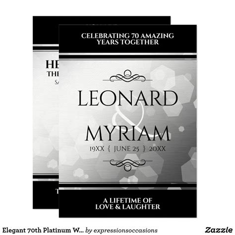 Consider a diamond eternity ring when looking for first anniversary gifts. Elegant 70th Platinum Wedding Anniversary Invitation ...