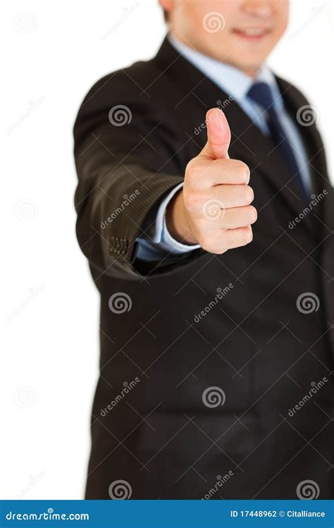 Businessman Showing Thumbs Up Gesture Close Up Stock Photo Image Of