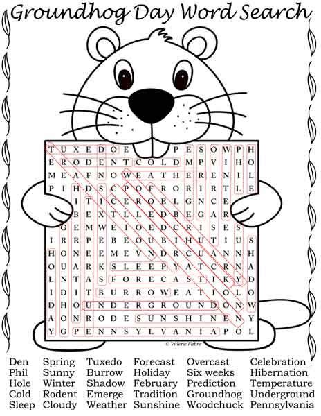 Groundhog Day Word Search Puzzle Groundhog Day Groundhog Native