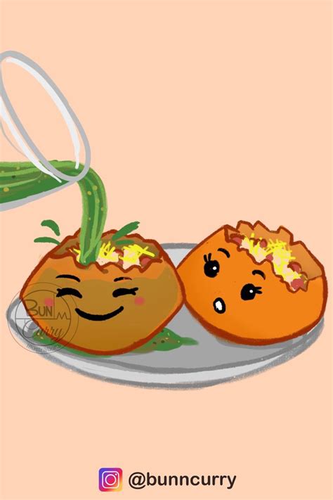 Cute Pani Puri Illustration Panipuri Food Illustration Art Food Drawing