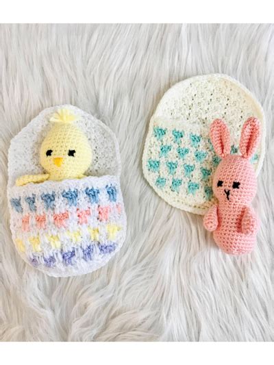 Easter Egg Pocket With Bunny Or Chick Crochet Pattern