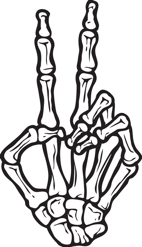 Skeleton Hand Making Peace Sign Gesture Vector Illustration 12674464