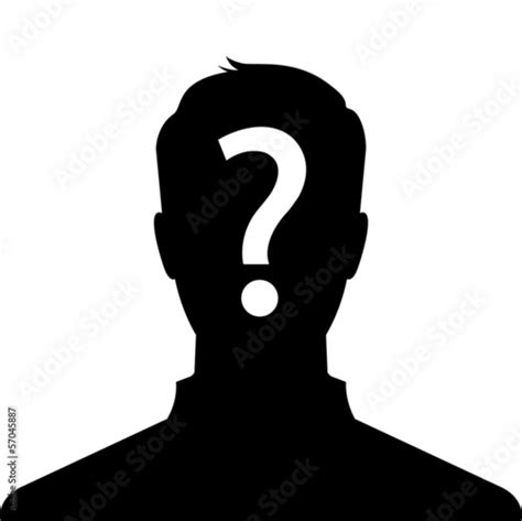 Vecteur Stock Anonymous Man Silhouette Profile Picture With Question