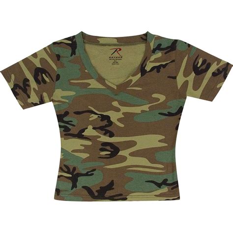 Womens Short Sleeve Camo V Neck T Shirt Camouflageca