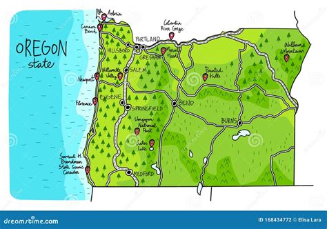 Hand Drawn Map Of The State Of Oregon Stock Vector Illustration Of