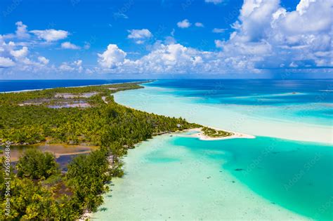 Drone Aerial Video Of Fakarava Atoll Island Motu Blue Lagoon Teahatea