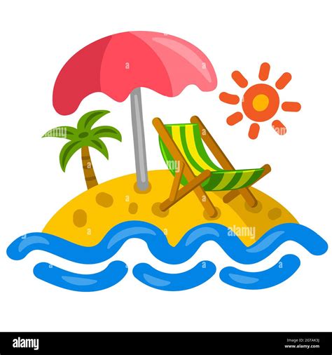 Illustration Of Tropical Beach Resort And Sea Cartoon Icon Stock Vector