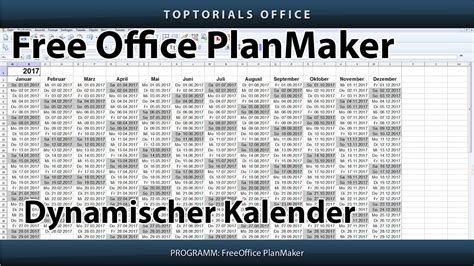 Dynamischen Kalender Erstellen Download Free Office Planmaker Youtube