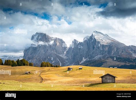 Landscape With Beautiful Autumn Meadow Field And The Amazing Dolomite