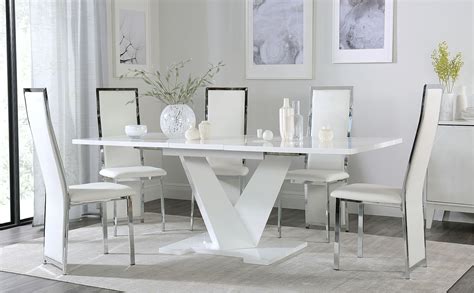White Gloss Extending Dining Table And Chairs Photos Cantik
