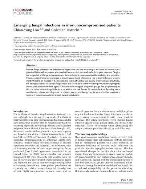 Pdf Emerging Fungal Infections In Immunocompromised Patients