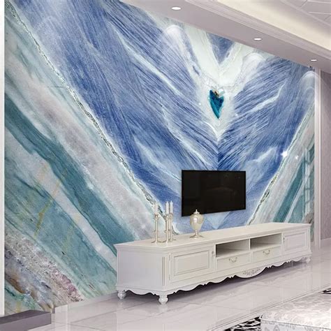 Custom Any Size 3d Mediterranean Blue Marble Mural Wallpaper Living