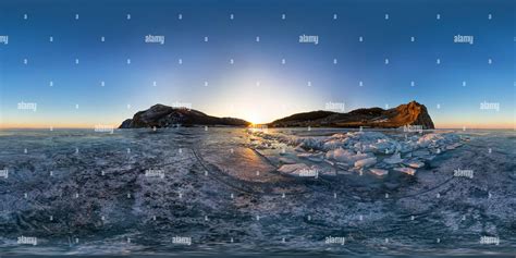 360° View Of Sunset On The Island Of Olkhon On The Ice Of Lake Baikal