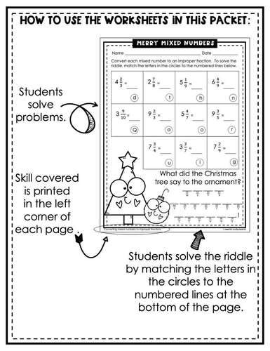 Christmas Math Riddles Fractions 5th Grade By Rebeccas Ready Resources