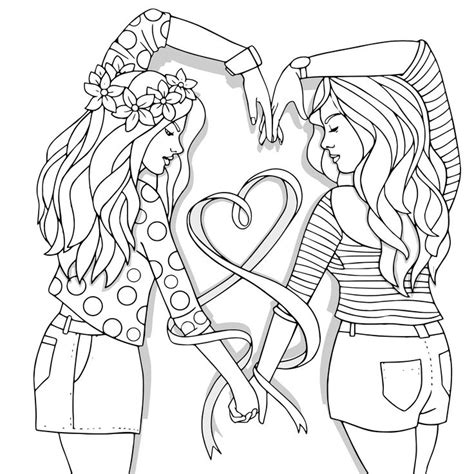 This is a cartoon, chibi version of two best friends holding, hugging each other. 2Bff Coloring Page - Bff coloring pages to download and ...