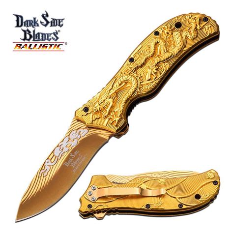 Dark Side Blades 475 Inch Gold Dragon Spring Assisted Knife