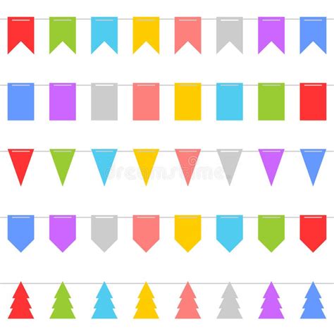 Colorful Shape Of Bunting Set On White Background Vector Stock Vector