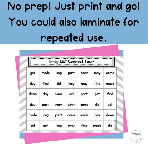 Fry Sight Word Games Connect Four Bundle Printable Made By Teachers