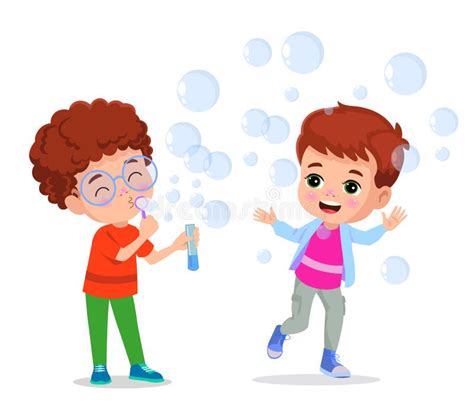 Cute Children Playing With Bubbles Stock Vector Illustration Of Baby