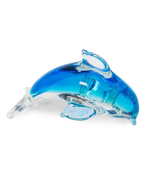 The Gerson Company Blue And Clear Handblown Glass Dolphin Figurine Hand