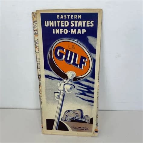 Vtg Gulf Oil Corp Eastern United States Info Map Service Station Road