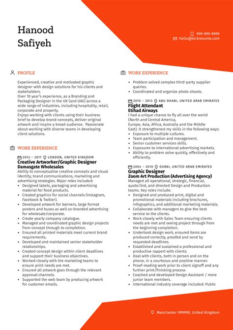 Here's a graphic designer resume template with a photo placeholder. Manière De Voir Senior Graphic Designer CV Example ...