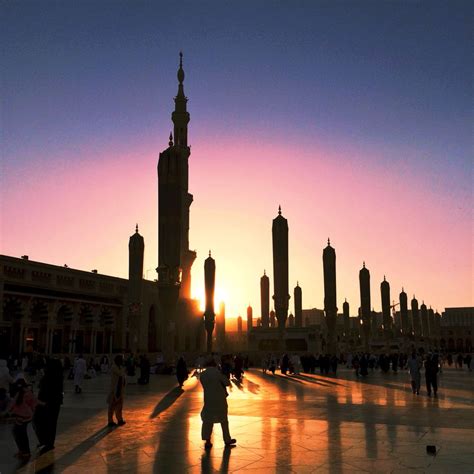 Sunset Mubarak In Nabawi Mosque Medina King Of Saudi Arabia Medina