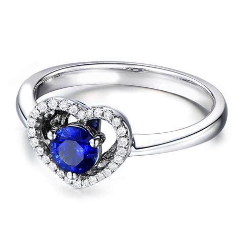 Heart Shaped Blue Sapphire 925 Sterling Silver Rings Engagement Ring