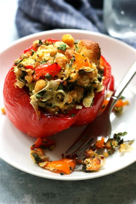 roasted stuffed peppers with chickpeas goat cheese and herbs joanne eats well with others