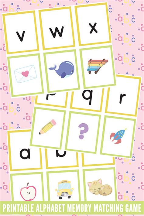 Alphabet Memory Matching Game Printable And 5 Games To Play