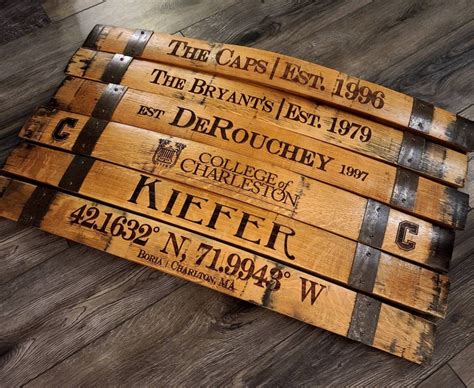 Personalized Authentic Bourbon Barrel Stave Wood Sign Wall Hanging All3n