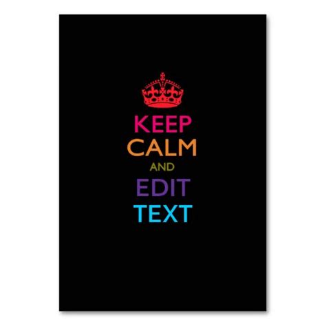 Personalized Keep Calm And Edit Text Multicolored Card Zazzle
